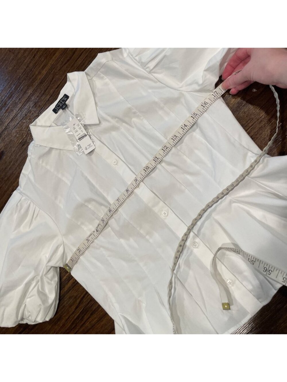 J.Crew Puff-Sleeve Button-Up Shirt Sz 10 White Slim Peplum Top Coquette Romantic - Picture 10 of 15